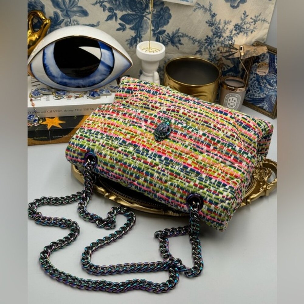 🆕 KURT GEIGER LONDON 🧿 NWOT Large Tweed Kensington, Multicolour Woven - Picture 15 of 15
